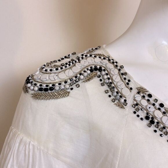 Roberto Cavalli Boho Peasant Blouse with Beading and Tie Front Size 40… - Picture 4 of 9